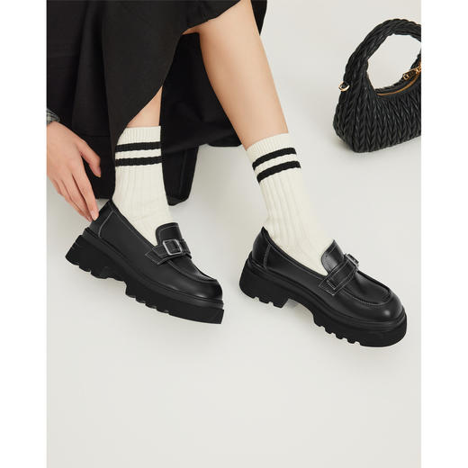 IEF/爱依服2025小皮鞋 春季 学院风通勤百搭JK方头平底乐福鞋1583 商品图2