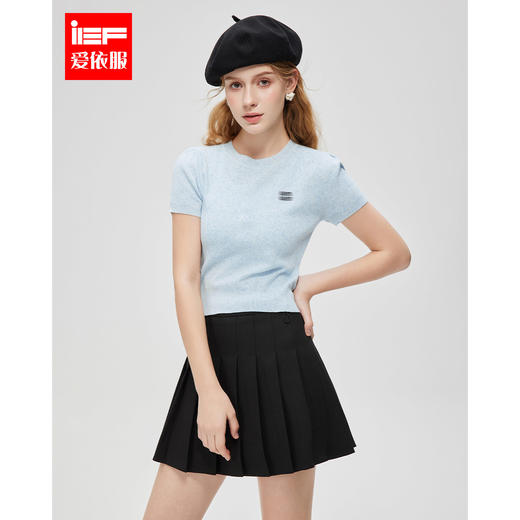 IEF/爱依服2025 春季 时尚学院风减龄设计感显瘦甜美毛织上衣B37939 商品图0