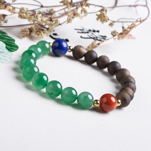 xy0518沉香+南红青金非洲翠手串 商品图1