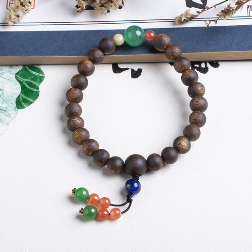 xy0515沉香+非洲翠碧玉南红手持手串 商品图3