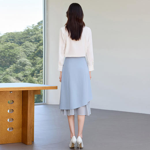 IWY/高级感V领白色衬衫女新款时尚百搭显瘦衬衣半身裙装23B489+25S777 商品图4