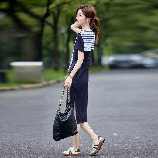 【预售3天】PY 时尚条纹针织披肩连衣裙 &1-1655 商品图3