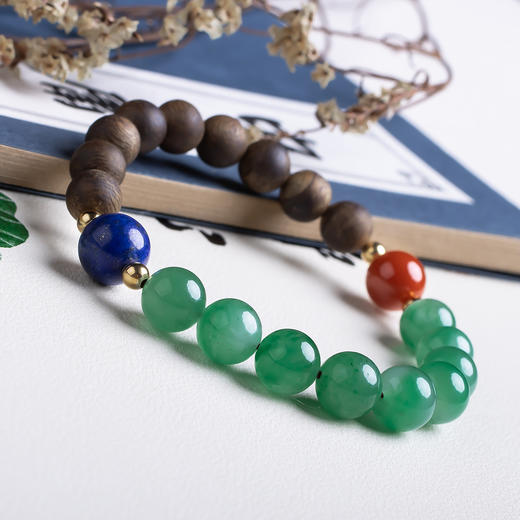 xy0518沉香+南红青金非洲翠手串 商品图4