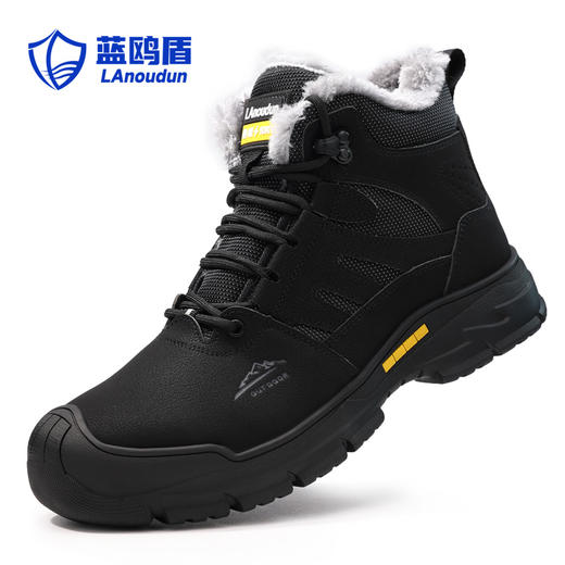 冬季新款高帮劳保鞋防砸防刺穿绝缘玻纤头橡胶底保暖棉毛 商品图7