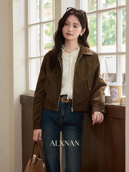 鹿向南「凡尔初秋」法式杏色木耳边长袖衬衫女秋显瘦气质减龄上衣 商品图3