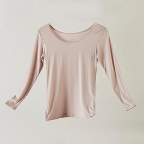  圆领透气纯色上衣T恤宽松 女士长袖 莫代尔莱卡