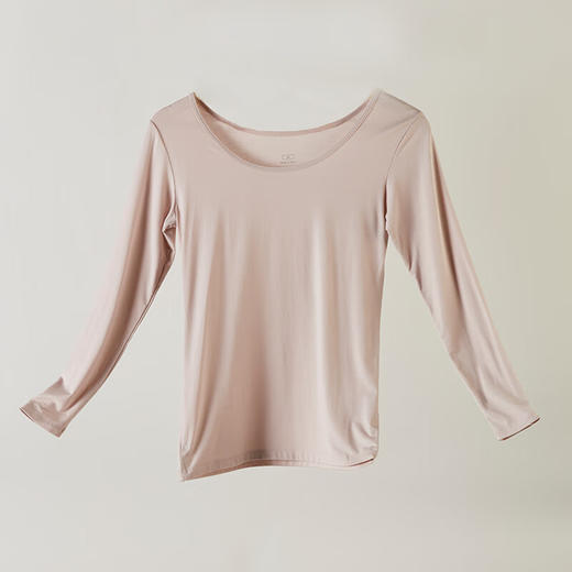  圆领透气纯色上衣T恤宽松 女士长袖 莫代尔莱卡 商品图0