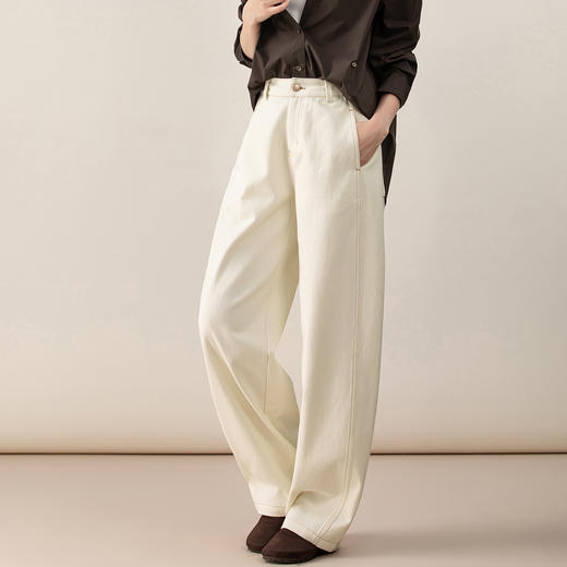 百媚生 松弛感港风天丝棉宽松纯色牛仔弯刀裤天丝棉 5302 商品图1