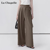 天猫同步【版型赞！垂感显瘦】拉夏贝尔/La Chapelle交叉系带双扣阔腿裤女高腰压褶通勤时尚高级感休闲裤 商品缩略图0