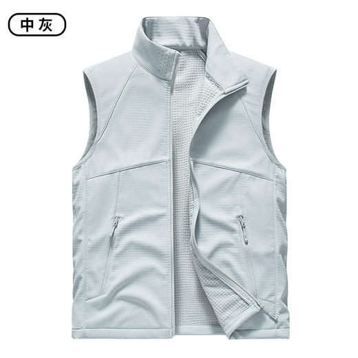 百媚生 轻量化马甲防水防风软壳纯色立领男女跑步运动坎肩2888 商品图10