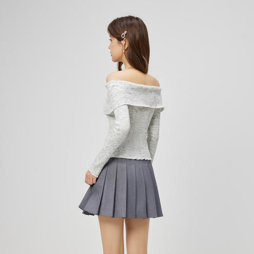 IEF/爱依服2025 春季 时尚性感辣妹风一字领百搭高级感毛织上衣B38903 商品图4