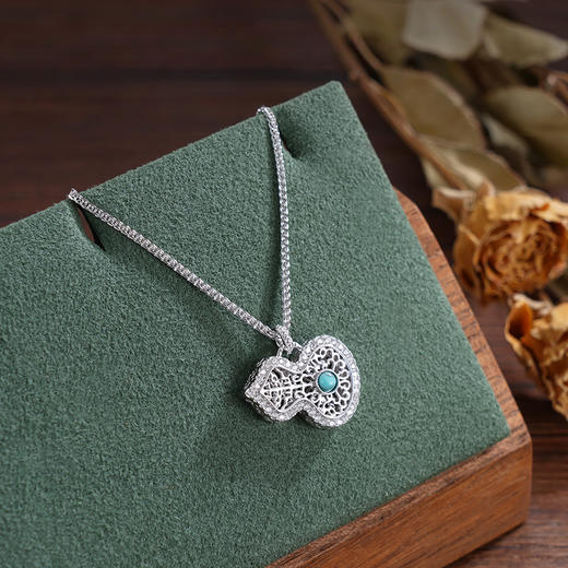 子佩集S925银【福禄结缘】套链【FYL-2056104】纯银时尚葫芦绿松石项链2507 商品图2