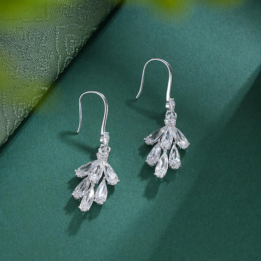 子佩集S925银【冰花淑叶】耳环【Z18589】纯银时尚玉兰花水滴2507 商品图2