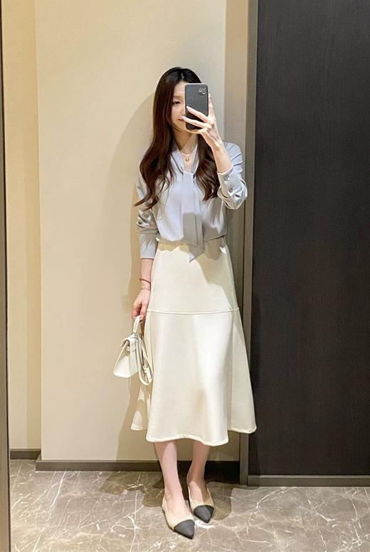 MAX同款高端法式赫本风莫代尔半裙高腰A字荷叶摆半裙 商品图1