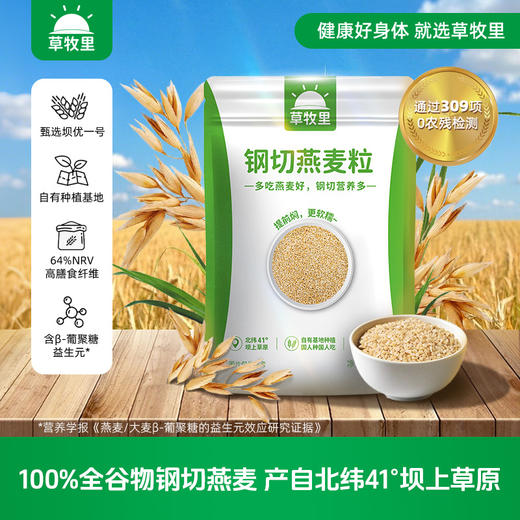 【坝优壹号】草牧里 钢切燕麦粒 900g/袋  健康粗粮营养丰富 商品图0