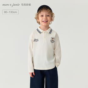 马克珍妮男童校园纯棉poloT恤2025年秋装新款551122