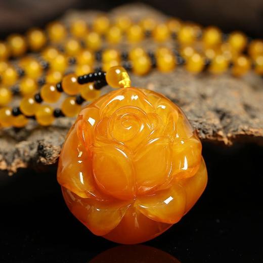 丁摩 老蜜蜡葫芦吊坠长款琥珀项链男女款莲花鱼鲤鱼毛衣链民族风挂坠饰5ZF-74364 商品图3