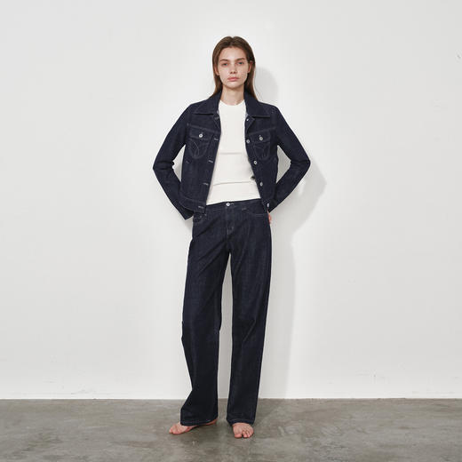 NUTH复古水洗做旧修身正肩短款牛仔外套女 商品图6