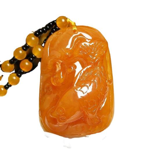 丁摩 老蜜蜡葫芦吊坠长款琥珀项链男女款莲花鱼鲤鱼毛衣链民族风挂坠饰5ZF-74364 商品图4