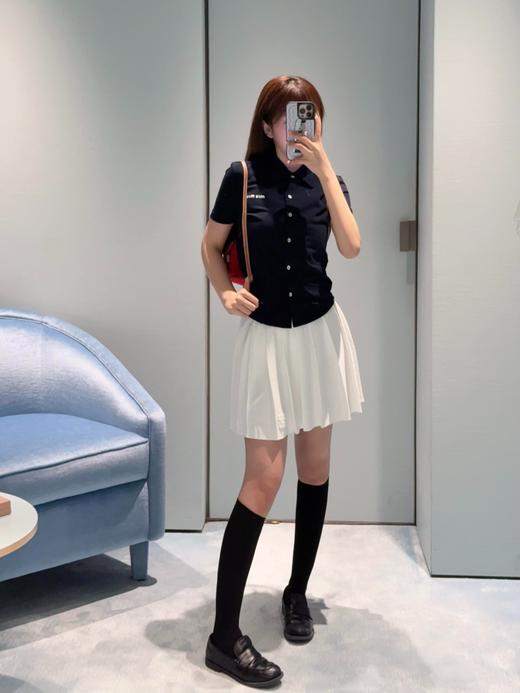 MIU棉质珠地透气网系扣POLO精致衬衫开衫 商品图2