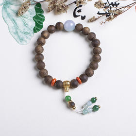 xy0514沉香+翡翠南红手持手串