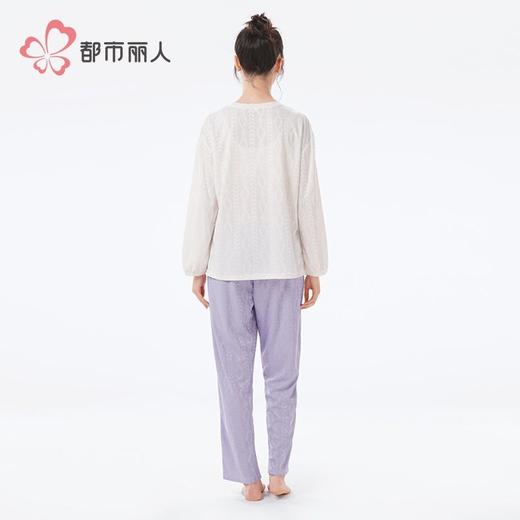 都市丽人睡衣牛奶丝麦穗提花女士家居服长袖长裤牛奶丝套装LHH2N3 商品图3