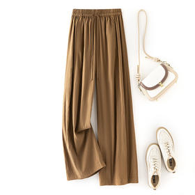 百媚生 天丝阔腿裤女初秋薄款慵懒风宽松显瘦松紧腰抽绳直筒山本裤WS-5230