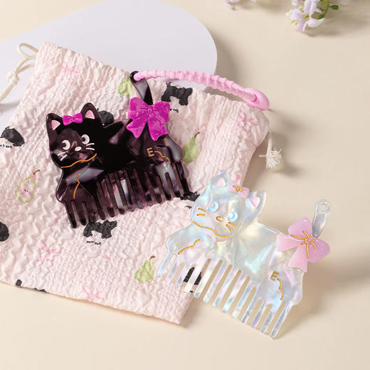 EVER THAMES 2025新款时尚可爱造型加厚醋酸板材小猫梳 商品图4