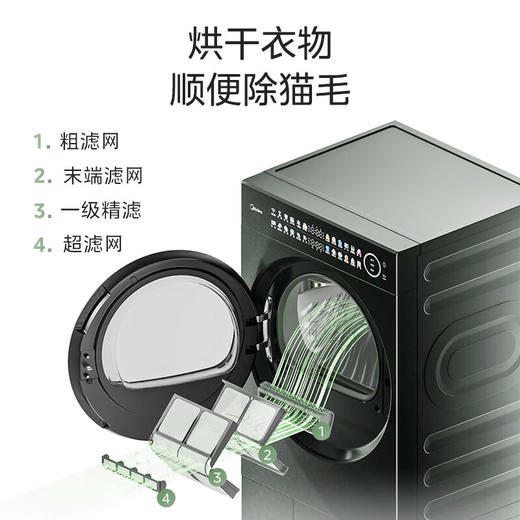 美的洗烘套装MGH20A(洗)-G+MGH20L7(护) 10KG滚筒洗衣机+热泵烘干机 全变频【清风明月2.0洗烘塔】 商品图5