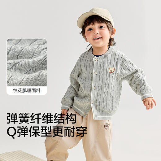 【商场同款】巴拉巴拉宝宝毛衣绞花开衫男童针织衫秋2025新款百搭 商品图3