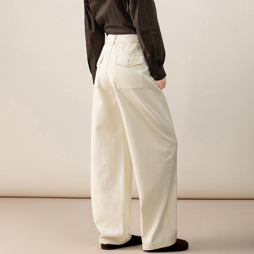 百媚生 松弛感港风天丝棉宽松纯色牛仔弯刀裤天丝棉 5302 商品图2