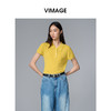 VIMAGE纬漫纪翻领短袖百搭复古正肩polo领女T恤上衣2025夏季新款V2301935 商品缩略图3