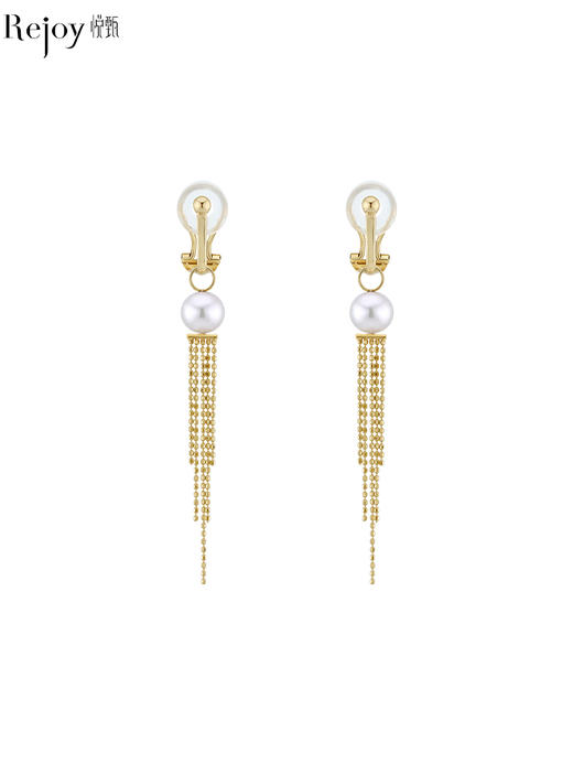 【天猫同款】珠帘耳扣款-18K金Akoya珍珠耳夹 7-7.5mm 商品图0