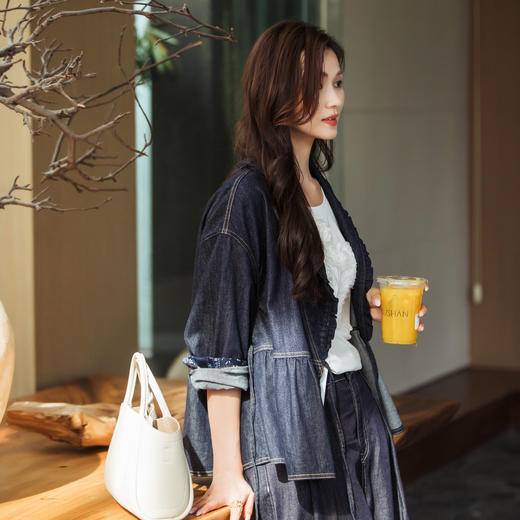 【林栖设计小店】（现货）【草木丹宁】牛仔外套蓝印花纹花边2025秋季新款国风上衣1953115 商品图2