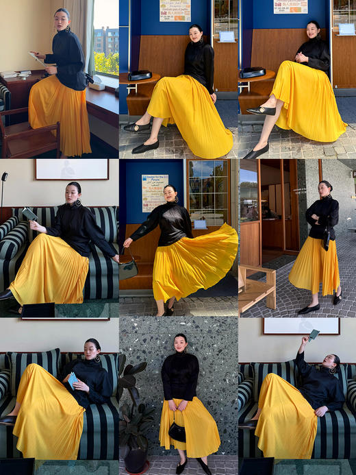 HIDEMI 进口百分醋酸黑色极简廓形袖可立领飘带下摆设计感前后两穿衬衫 商品图1