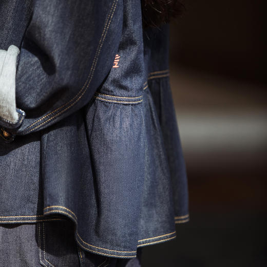 【林栖设计小店】（现货）【草木丹宁】牛仔外套蓝印花纹花边2025秋季新款国风上衣1953115 商品图9