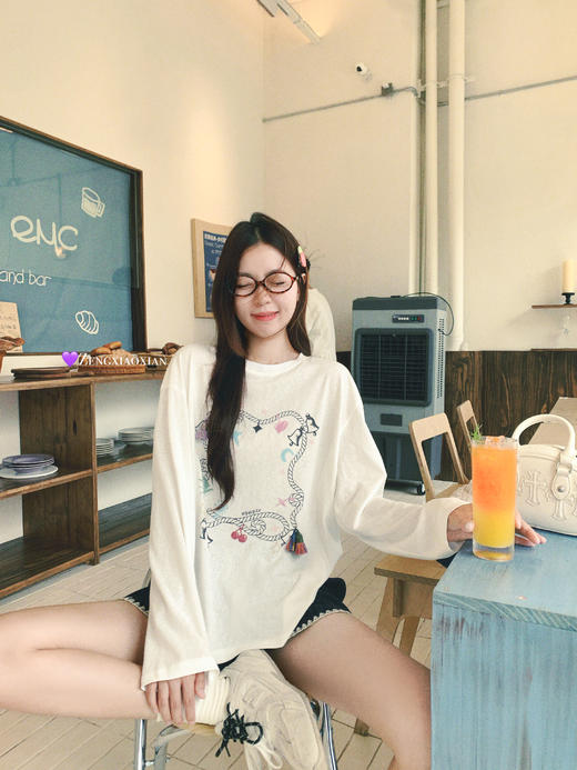 【169元任选2件】最后一波现货！！撞色贝壳绣串珠抽绳牛仔短裤 商品图7