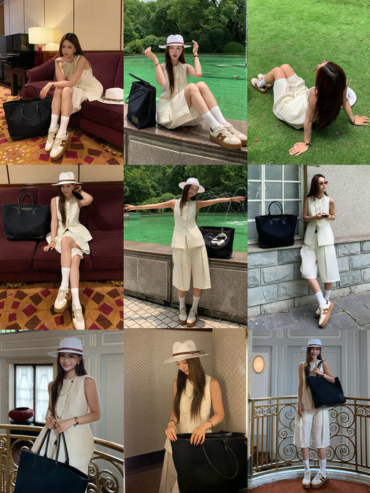 HIDEMI 【当当同款】都市自然人胶囊系列甄选进口羊毛亚麻极简四件套 西装/马甲/中裤/超模裤 水洗黑/乳白色 商品图6