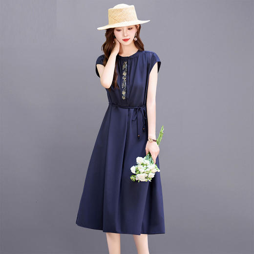 时尚无袖连衣裙，气质收腰显瘦洋气减龄裙子HR-LMYS8848 商品图0