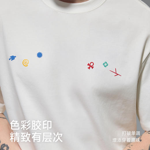 CHINISM赤尘 CH幸运之符彩色胶印凉感短袖T恤男夏季抗菌男生半袖 商品图3