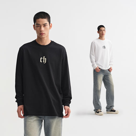 CHINISM赤尘 CH字母印花短袖T恤男夏季宽松情侣情侣款基础半袖 商品图1