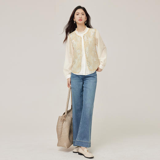 【08/12新品】熙世界新中式提花珠片绣马甲女2025初秋新款气质国风无袖背心外套 商品图2