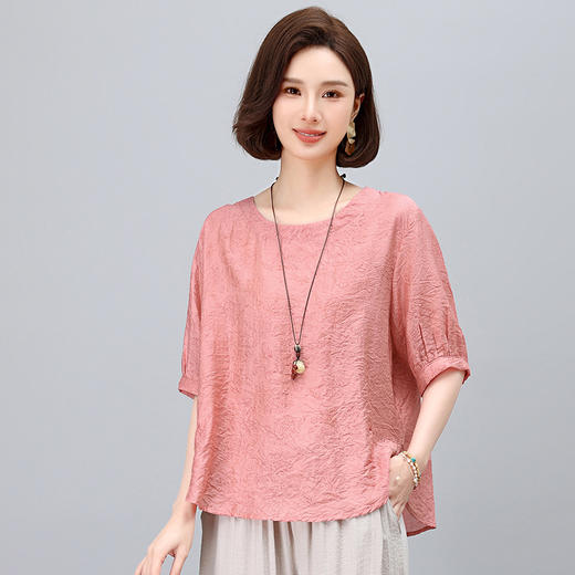 雀说短袖t恤女新款大码宽松小衫百搭气质减龄上衣服AL5515 商品图2