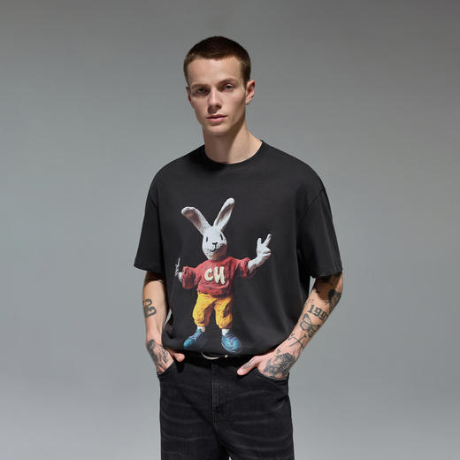 【商场同款】CHINISM赤尘 趣味数码印花短袖T恤男2025夏季半袖 商品图3