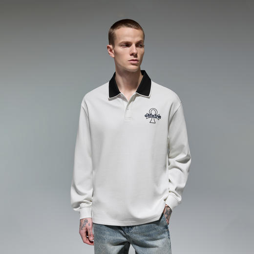 CHINISM赤尘 撞色双层领卫衣男秋季新款美式宽松休闲长袖POLO衫 商品图1