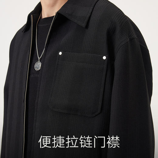 gxg.jeans男装 多色肌理感条纹满印宽松翻领夹克外套男士25秋热卖 商品图4