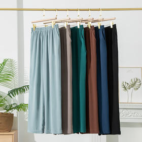 丁摩新款真丝裤休闲裤女长裤桑蚕丝直筒裤大码宽松垂感裤子AL1000401