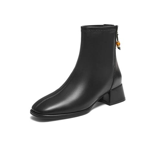 【云粉节】BF楼TATA他她靴子女秋冬季新款百搭黑色短靴粗跟真皮瘦瘦鞋子WYX04DD5吊牌价999 商品图3