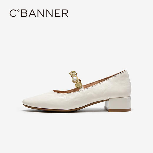 千百度手抓皮中跟玛丽珍鞋女羊皮小香风法式浅口单鞋A25453316 商品图2