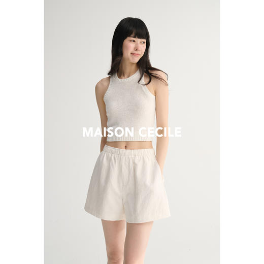 MAISON CECILE 三色/夏日亚麻舒适日常百搭松腰紧花苞短裤 商品图2